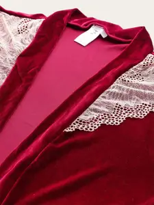 Ms.Lingies Women Velvet Babydoll Nightwear With Robe