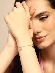 Sangria Rhodium-Plated 925 Sterling Silver Enamelled Charm Bracelet