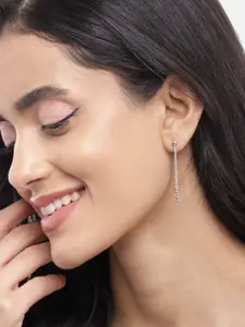 Sangria Rhodium-Plated 925 Sterling Silver Contemporary Drop Earrings