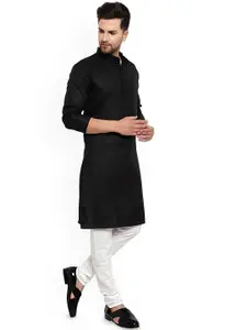 VRUTA TRENDS Band Collar Long Sleeves Straight Kurta With Churidar