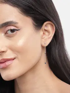 Sangria Rhodium-Plated 925 Sterling Silver Contemporary Drop Earrings