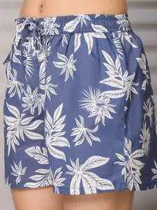 ETC Women Cotton High-Rise Tropical Printed Lounge Shorts