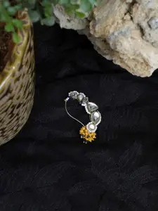 BeAbhika Gold-Plated Kundan Studded & Beaded Nose Ring