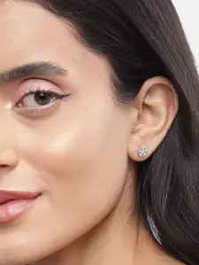 Sangria Rhodium-Plated 925 Sterling Silver Circular Studs