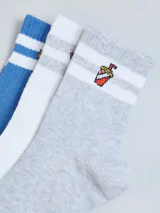 max Boys Pack of 3 Striped Ankle-Length cotton Socks