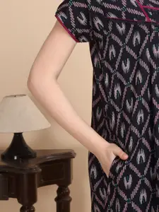 Sweet Dreams Women Pure Cotton Printed Maxi Nightdress