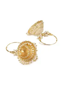 ANIKAS CREATION Gold Plated Beaded Dome Shaped Jhumkas