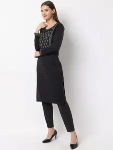 KEIKO Women Thread Work Ethnic Motifs Jacquard Kurta