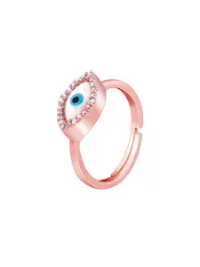 GIVA 925 Sterling Silver Evil Eye Stone-Studded Adjustable Finger Ring
