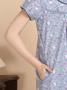 Sweet Dreams Women Printed Pure Cotton Maxi Nightdress