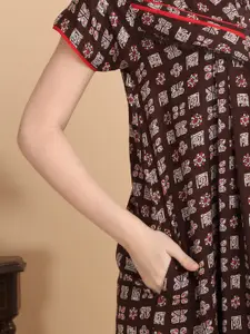 Sweet Dreams Women Printed Pure Cotton Maxi Nightdress