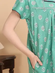 Sweet Dreams Women Printed Pure Cotton Maxi Nightdress