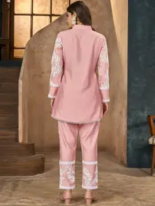 AUTUMN LANE Floral Embroidered Top with Trouser Co-Ords