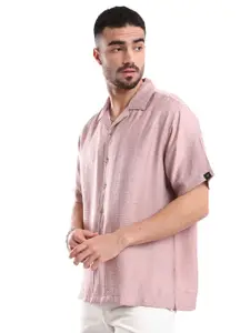 WROGN Men Cuban Collar Textured Casual Shirt