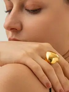 DressBerry 18K Gold Plated Stainless Steel Tarnish-Free Waterproof Adjustable Finger Ring