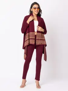 KEIKO Women Self Design Long Sleeves Shrug