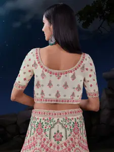ODETTE Embroidered Semi-Stitched Lehenga & Blouse With Dupatta