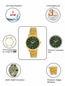 maxima Women Embellished Dial & Stainless Steel Straps Analogue Watch 69535CMLY