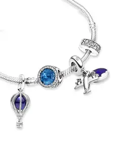 Peora Silver-Plated Cubic Zirconia & Crystal StuddedCharm Bracelet