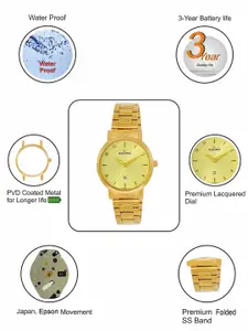 maxima Women Embellished Dial & Stainless Steel Straps Analogue Watch 69484CMLY