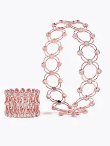 Peora Cubic Zirconia Rose Gold-Plated Wraparound Bracelet