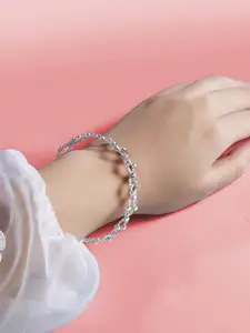 Peora Cubic Zirconia Silver-Plated Wraparound Bracelet