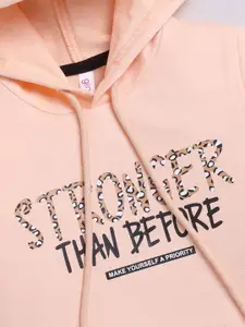 Ginie Girls Typography Printed Hooded Sweatshirt