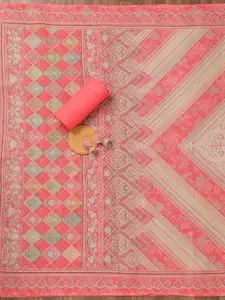 Koskii Floral Printed Mirror Work Unstitched Dress Material