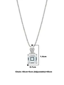 SILBERRY 925 Sterling Silver-Plated CZ Studded Pendant With Chain