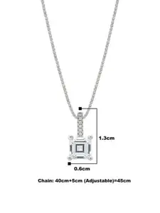 SILBERRY 925 Sterling Silver-Plated CZ Studded Mini Cube Pendant With Chain