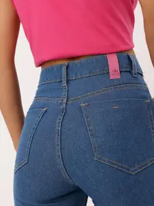 DressBerry Women Retro Grunge Slim Flared Fit Side Striped Tape Stretchable Jeans