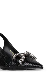 Ronnie Grey Women Textured PU Party Kitten Pumps