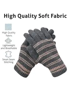 LOOM LEGACY Men Striped Acrylic Winter Gloves