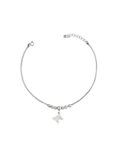 Sangria 925 Sterling Silver Rhodium-Plated Anklet