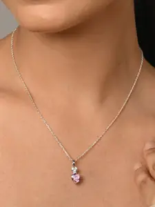 Clara 925 Sterling Silver Rhodium-Plated Cubic Zirconia Contemporary Pendant with Chain