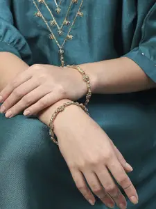 Biba Set Of 2 Gold-Plated Stone-Studded Bangles