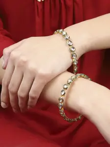 Biba Set Of 2 Gold-Plated Stone-Studded Bangles