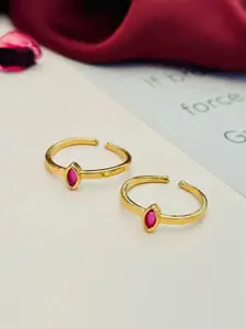 ABDESIGNS Gold-Plated American Diamond Toe Rings