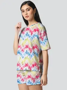 Wear Your Opinion Tie & Dyed Round Neck T-Shirt With Shorts
