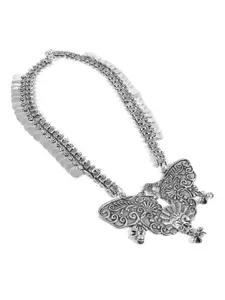VIRAASI Silver-Plated Oxidised Long Necklace
