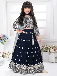 Tiny Kingdom Girls Embroidered Sequinned Ready to Wear Lehenga & Blouse With Dupatta