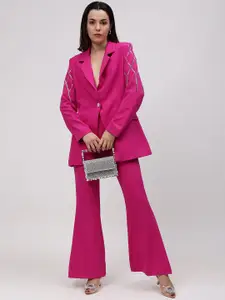 Fashion Gaiia Self Design Notched Collar Regular Fit Blazer