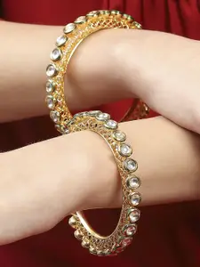 Biba Set Of 2 Gold-Plated Stone Studded Bangles