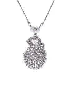 VIRAASI Silver-Plated Oxidised Long Necklace