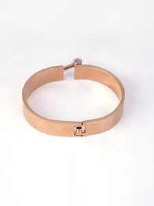 Adwitiya Collection Stainless Steel Rose Gold-Plated Stone Studded Bangle-Style Bracelet