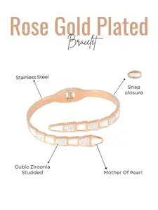 Adwitiya Collection Rose Gold-Plated Cubic Zirconia Studded Wraparound Bracelet