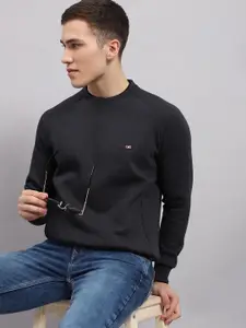 Monte Carlo Men Solid Round Neck Pullover Cotton Sweatshirt