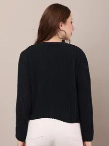 NoBarr Women Cable Knit Crop Pullover Cotton Sweater