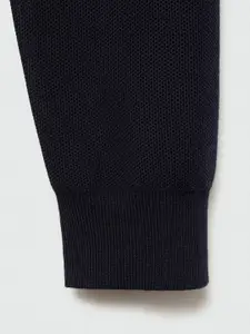 MANGO MAN Structure Knitted Polo Pullover