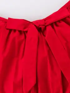 CrayonFlakes Girls Round Neck Long Puff Sleeves Pure Cotton Top with Palazzo